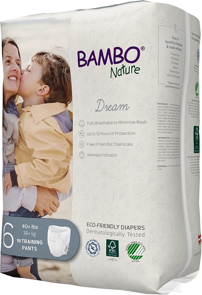 Bambo Nature Hypoallergenic Training Pants, Premium Eco-Labeled Training Pants, Totally Chlorine-Free, Skin Friendly - Size 6 (57 Count)