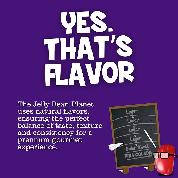 The Jelly Bean Planet, Gourmet Jelly Beans Gift 42.5 Oz Jar - 36 Huge Natural Fruit Flavors, Seasonal, Birthday, Kosher Candy, Plant Based Colors - Gluten Free, Fun Bulk Sweets Assortment