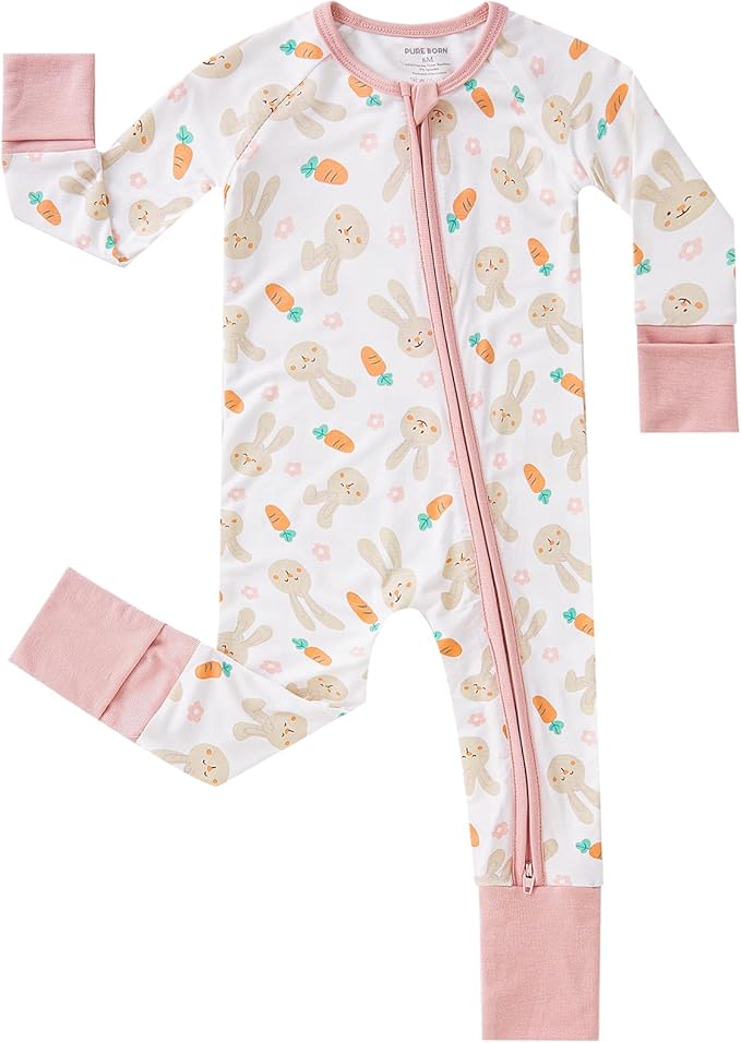 pureborn Baby Infant Boys Girls Sleeper Snug Fit Viscose from Bamboo Pajamas 0-24 Months