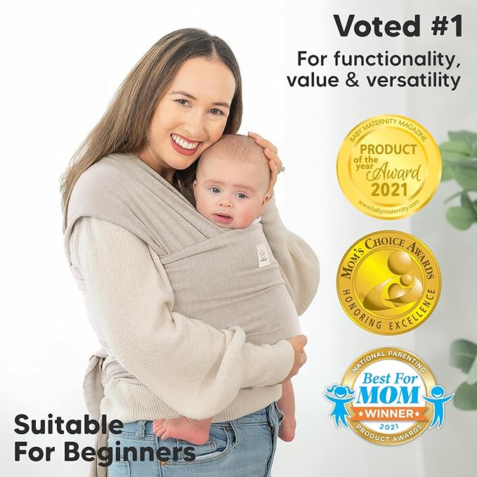KeaBabies Baby Wrap Carrier - All in 1 Original Baby Carrier Newborn to Toddler Sling, Easy to Wear, Hands Free Bonding, Lightweight, Breathable Infant Wraps (Stone Gray)