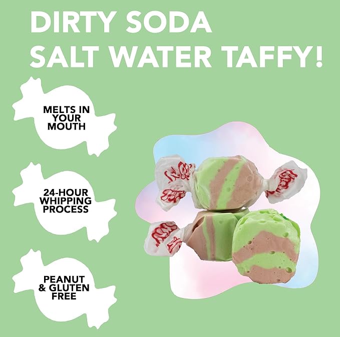 Taffy Town Saltwater Taffy - Dirty Soda | Gourmet | Nougat-Style Candy | Soft & Delicious | Summer Snack Treats | Party Good Candies | 2.5lbs