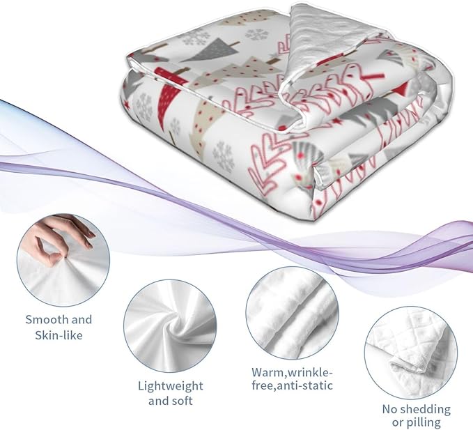 Baby Blanket Christmas Pine Tree White Winter for Boy Girl Newborn 30x40 Inch Toddler Infant Nursery Throw Blankets Double Layer Comfy Soft Plush Stroller Crib Quilt