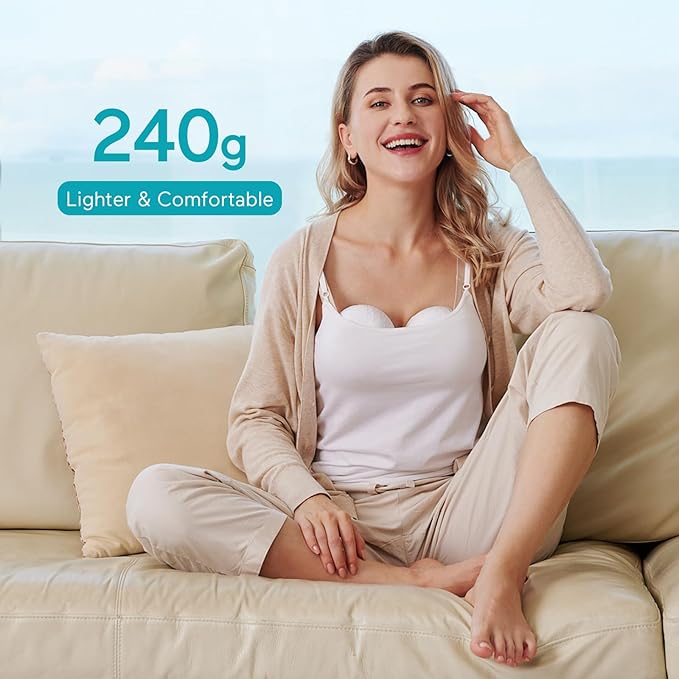 Paruu P10 Hands Free Breast Pump Wearable, 338mmHg Strong Suction, Low Noise, 4 Modes & 9 Levels, Electric Breast Pump Portable, Smart Display, 19/21/24/28mm Insert/Flange, 2 Pack (White)