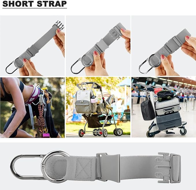 Elastic Jacket Gripper with D-Ring Hook and Buckle, ZINZ D-Ring Hook Baggage Suitcase Straps Belts Travel Accessories, Makes Your Hands Free