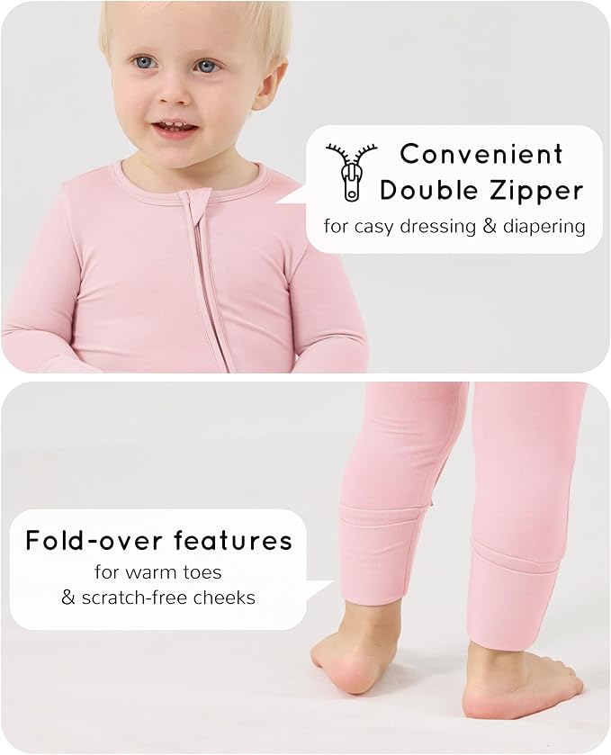 Footless Pajamas Baby Boy Girls, Viscose from Bamboo Baby Pajamas, Two Way Zipper Sleepers, Newborn Pjs