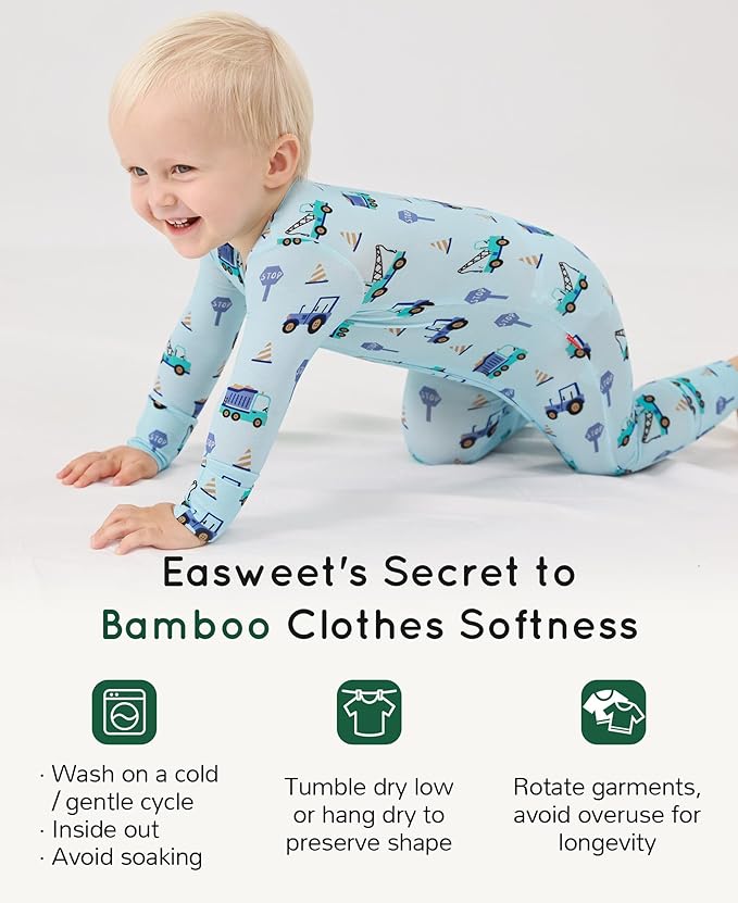 Footless Pajamas Baby Boy Girls, Viscose from Bamboo Baby Pajamas, Two Way Zipper Sleepers, Newborn Pjs