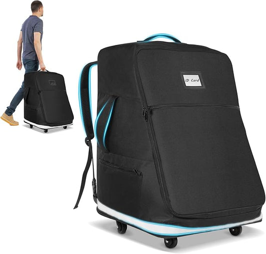 Extendable Height Car Seat Travel Bag with Wheels, Padded Carseat Travel Bag for Airplane, Baby Infant Booster Seat Bags for Air Travel