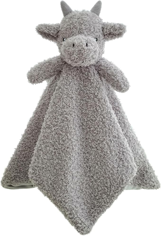 Baby Gray Dragon Soft Stuffed Animal Security Blanket, Plush Dinosaur Character Lovey Blanket, Baby Shower/Nursery Gift, Newborn Infant Toddler Snuggle Blankie for Boys Girls, 14 Inches