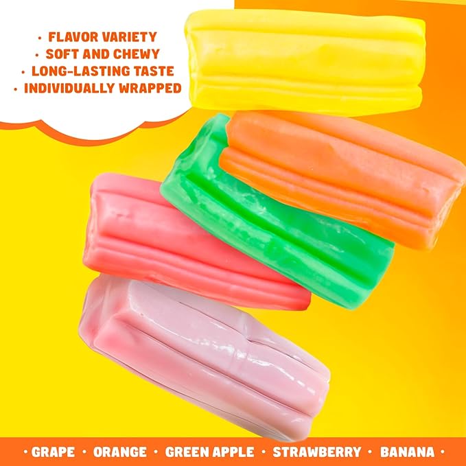 Fruit Chews Candy Bulk 3 lb - Individually Wrapped, Retro Candy in Resealable Bag, 5 Assorted Flavors, Soft & Delicious