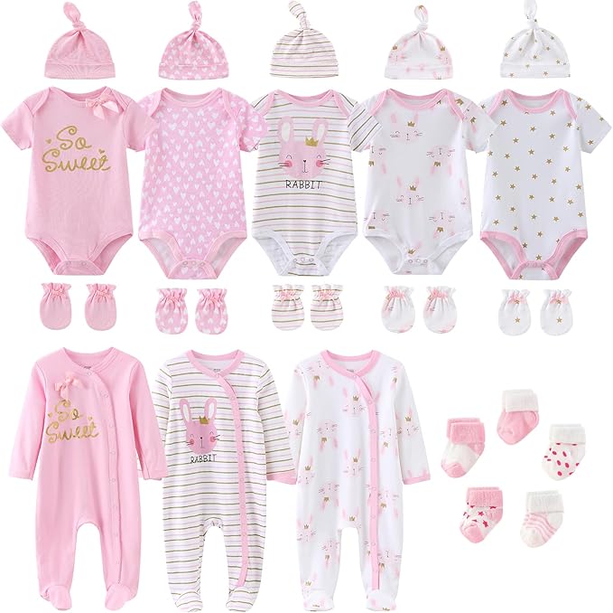 New Born Clothes Cotton Layette Gift Set Unisex Baby Outfit and Accessories Newborn Essentials Must Haves