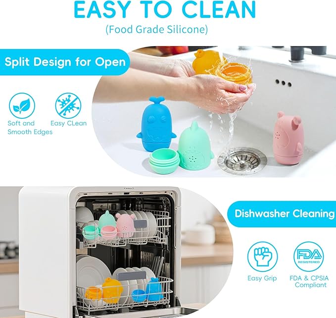 Baby Bath Toys for Kids Ages 1-3, 15 PCS Mold Free Bath Toys for Toddlers 2-4 Bathtub Water Table Pool Toys, Silicone Bath Toy and Bath Boats Spoons, Christmas Stocking Stuffers for Babies & Toddlers