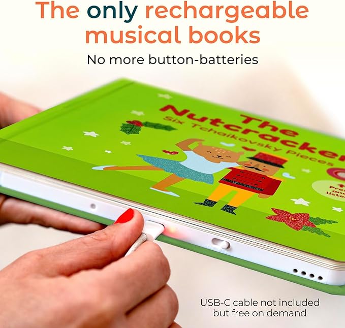 Cali's Books The Nutcracker Book for Children | Rechargeable USB Musical Book for Toddlers 1-3 | The 6 Excerpts from Tchaikovsky's Nutcracker | Ballet Gift for Kids