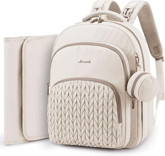 LOVEVOOK Diaper Bag Backpack, Baby Bag with Changing Pad for Mom Dad, Large Waterproof Mommy Bag with Stroller Buckles, Travel Essential with Pacifier Case & Insulated Bottle Pockets, Beige-khaki