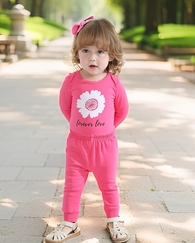 NZRVAWS Newborn Baby Boy Girl Clothes Unisex Infant Romper Pants Set Hat 4-Pack Outfits 0-12 Months 16 Pieces Toddler