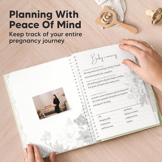 Pregnancy Journal, Pregnancy Announcements - 80 Pages Hard Cover Baby Books For Mom To Be Gift, Baby Memory Book Keepsake,Gender Reveal Gifts For New Moms,Shower & Registry(Chiffon)