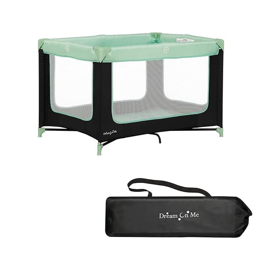 Dream On Me Zodiak Portable Playard in Mint, Lightweight, Packable and Easy Setup Baby Playard, Breathable Mesh Sides and Soft Fabric - Comes with a Removable Padded Mat