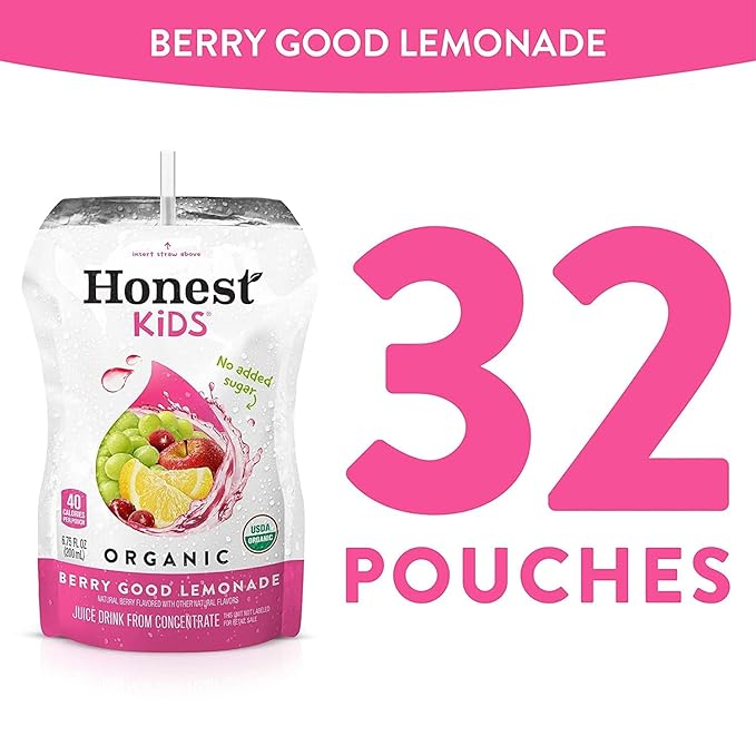 Honest Kids Berry Berry Good Lemonade Juice Drink, 6.75 Fluid Ounce - 8 per pack - 4 packs per case.4