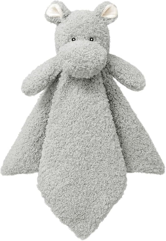 Baby Gray Hippo Soft Stuffed Animal Security Blanket, Plush Hippo Character Lovey Blanket, Baby Shower/Nursery Gift, Newborn Infant Toddler Snuggle Blankie for Boys Girls, 14 Inches