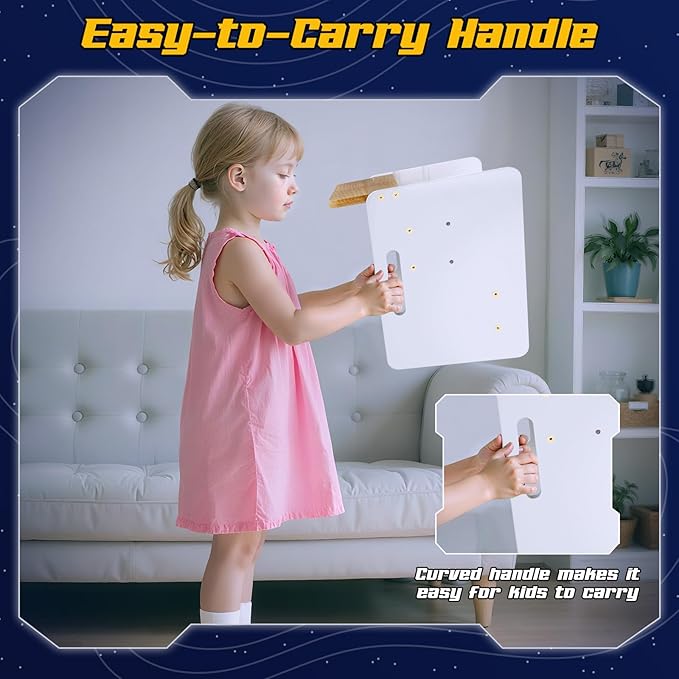 COSYLAND Wooden Toddlers Step Stool - Adjustable Height 2 Step Stools Holds Up to 200 Lbs - Robot Shaped Bathroom Stepping Stool with Non-Slip Surface and Carry Handle (Natural & White)