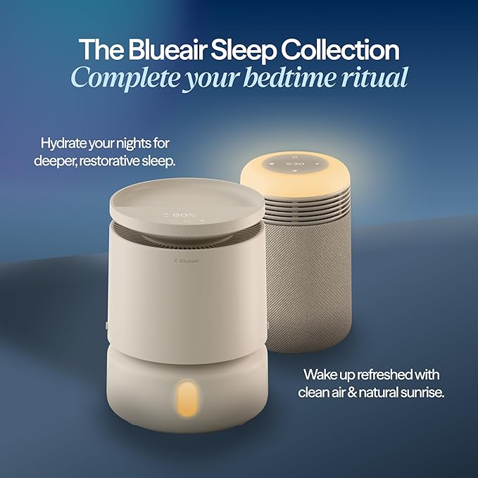 BLUEAIR Purifier for Bedroom - Mini Restful - Sunrise Clock with HEPASilent Filtration and Wake Up Light - Cleans Air and Supports Circadian Rhythm - USB-C and App Connectivity
