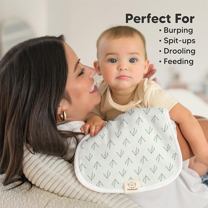 Organic Burp Cloths Baby Boy & Girl - 5-Pack Super Absorbent Cotton Burping Cloths for Babies, Soft & Plush Newborn Spit Up Rags, Infant Towels for Milk Spit Up, Unisex, Large 21" x 10" (Fleur)