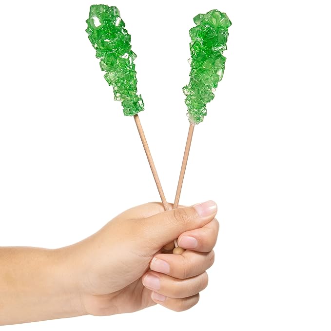 Candy Envy - Green Café Sugar Sticks Mini Rock Candy - 18 Individually Wrapped Treats - Lime Flavored