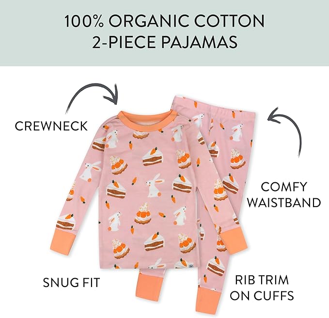 HonestBaby unisex-baby Celebration 2-piece Pajamas Sleepwear Pjs 100% Organic Cotton for Baby, Toddler, Kids