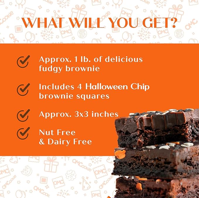 Happy Halloween cookies brownies Gift Basket Chocolate Fudge Brownie Cake Gift For Men Women Package | Nut Free Dairy Free