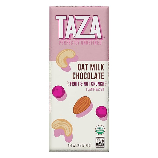 Taza Chocolate Organic Oat Milk Chocolate Bar, Fruit & Nut, 2.5 Ounce (10 Count), Vegan