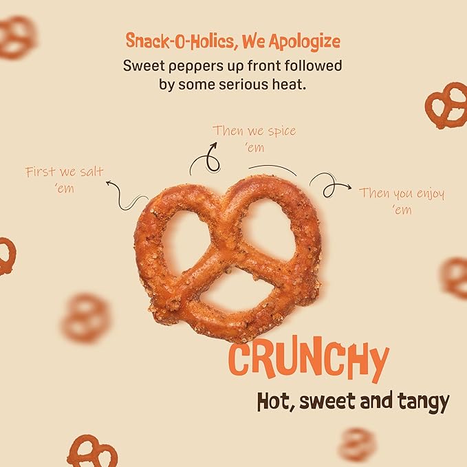 Kickin’ Korean BBQ Pretzels – 6 Oz Sweet n’ Tangy Bite-Sized Snacks with Bold Fermented Seasoning & Sweet Pepper Heat – Crunchy, Addictive, Perfect for Parties or Anytime Snacking (Pack of 4)