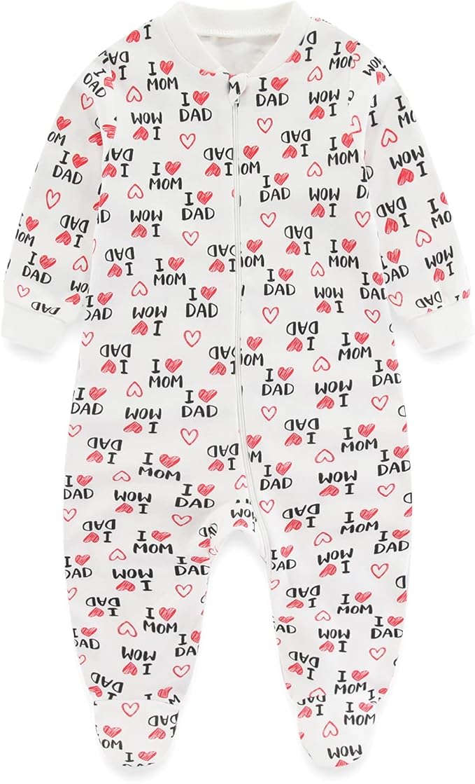 Baby Boys Girls Footies One-Piece Romper Long-Sleeve Jumsuit Cotton Newborn Clothes Set 4-Pack, Baby Pajamas