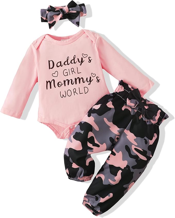 Renotemy Newborn Baby Girl Clothes Outfits Infant Romper Ruffle Floral Pants Cute Toddler Baby Girl Clothes Set