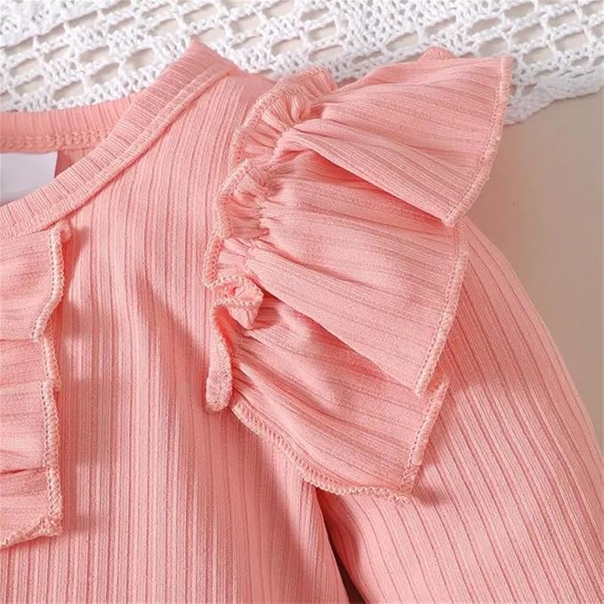 Newborn Baby Girl Clothes Infant Girl Outfits Long Sleeve Ruffle Romper + Floral Pants + Headband Set