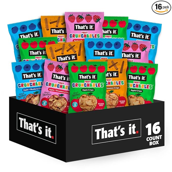 That's it. Fruit Crunchables Variety Pack, Fruit Snacks for Kids, 100% Fruit Crisps, Plant-Based, Non-GMO, Gluten-Free, No Sugar Added (16 Pack)