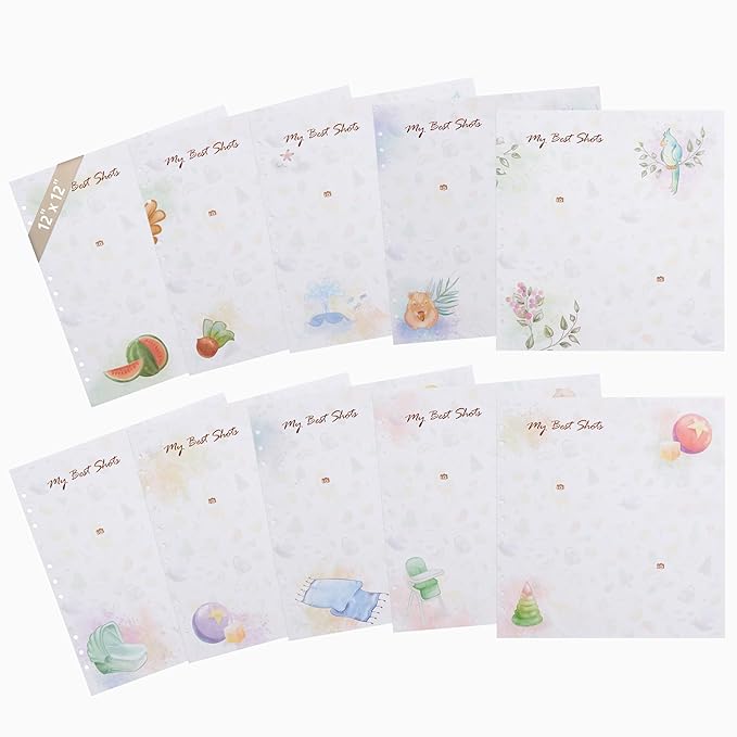 Baby Memory Book Extra Pages for Photos – Baby Book “Choose Joy” | 10 Additional Paper Sheets for Loose-Leaf Baby Photo Album Keepsake Journal for Newborn Girls Boys | Refill Paper Set