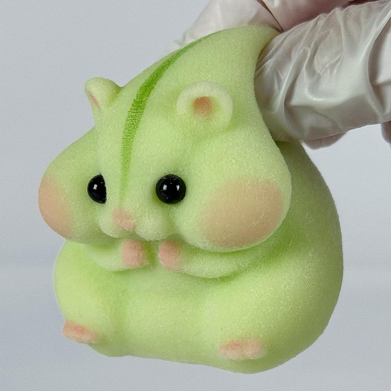 Handmade Taba Squishy Hamster Toy, Cute Squishy Hamster Fidget Toy, Realistic Hamster Toy, Soft Silicone Mochi Furry Toy, Stress Relief Gift for Adults & Kids, Sensory Anxiety Plushie (Green)