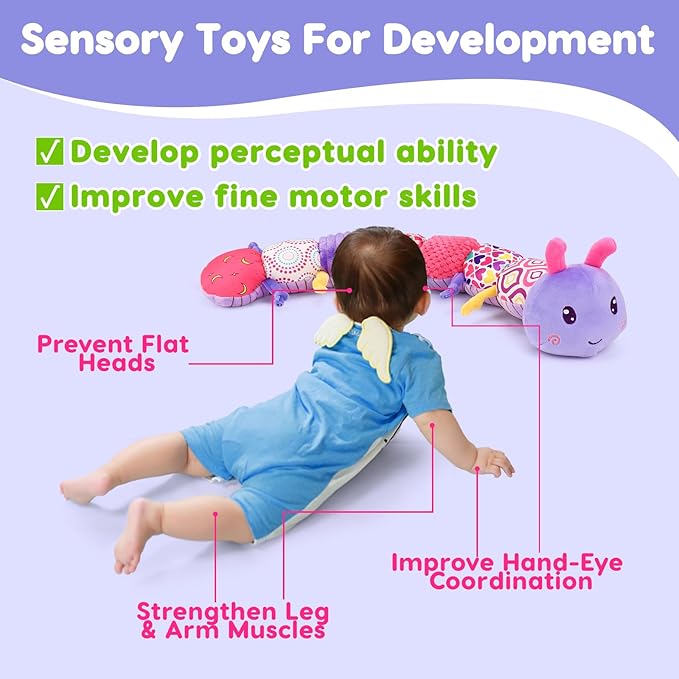 Baby Girl Toys 0-3-6 Months Musical Stuffed Animals Plush Caterpillar Toy with Crinkle Rattles Tummy Time Sensory Learning Toys for Infants 6-9-12 Months Newborn Girls Boys Christmas Shower Gifts