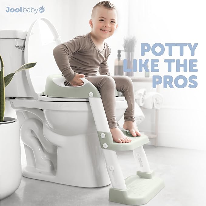 Jool Baby Potty Training Seat with 2 Step Ladder for Toddlers - Splash Guard, Adjustable Height (Sage)