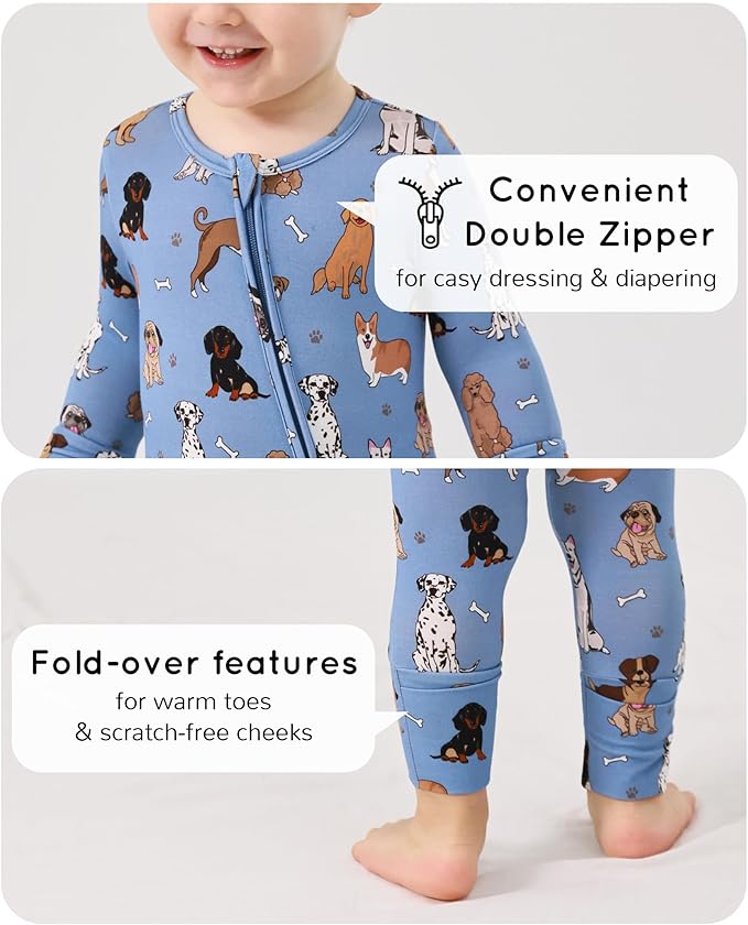 Footless Pajamas Baby Boy Girls, Viscose from Bamboo Baby Pajamas, Two Way Zipper Sleepers, Newborn Pjs
