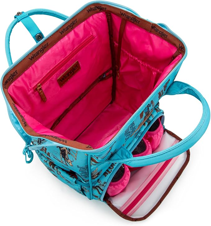 Montana West Wrangler Callie Diaper Bag Backpack with Stroller Straps Western Pattern Multifunction Baby Travel Bag WG2204-91102TQ