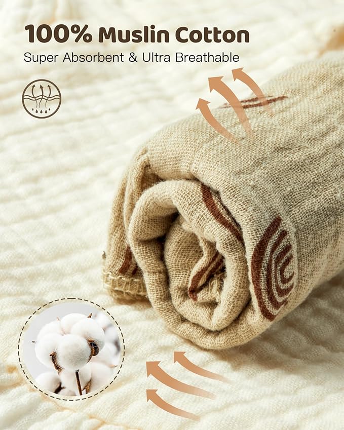 Lictin 8-Pack Muslin Baby Bibs - Bandana Drooling and Teething Bibs, Unisex Cotton