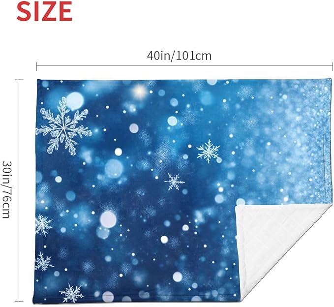 Baby Blanket Snowflake Blue Winter Christmas Pattern for Boy Girl Newborn 30x40 Inch Toddler Infant Nursery Throw Blankets Double Layer Comfy Soft Plush Stroller Crib Quilt