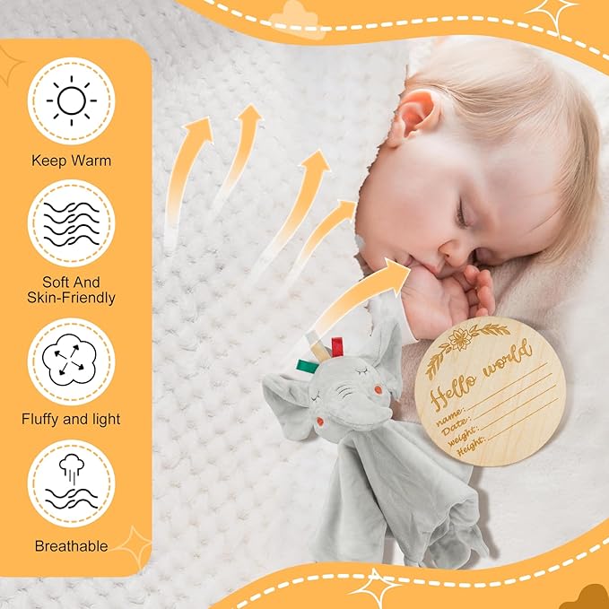 Baby Boy Gift Basket Set, Unique Baby Gift Basket Set, New Baby Boy Gift Basket, New Baby Gift Basket Set with Baby Blanket, Baby Rattle, Bunny, Keepsake Milestone, Elephant Toy, Baby Socks