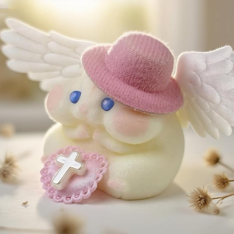 Handmade Taba Squishy Hamster Toy, Cute Squishy Hamster Fidget Toy, Realistic Hamster Toy, Soft Silicone Mochi Furry Toy, Stress Relief Gift for Adults & Kids,Halloween Decor(White-Angel)