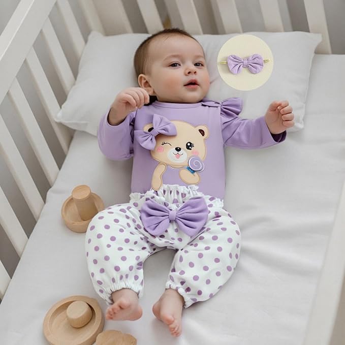 Fernvia Western Newborn Baby Girl Clothes Long Sleeve Letter Print Romper Animal Print Pants Headband 3Pcs Outfits Sets