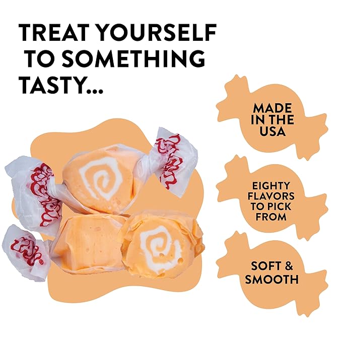 Taffy Town Saltwater Taffy, Orange Cream, 2.5Lb