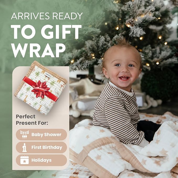 Organic Cotton Muslin Baby Blanket for Boys and Girls - Luxurious Soft Toddler Quilt for Swaddling - Gender Neutral Blankets Makes a Great Farm