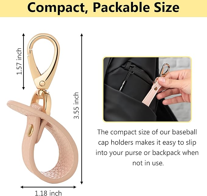 Hat Clip for Travel, Hands-Free Bag, Backpack, Purse, and Hiking Gear Clip-on Holder Strap for Baseball, Snapback, and Ponytail Caps