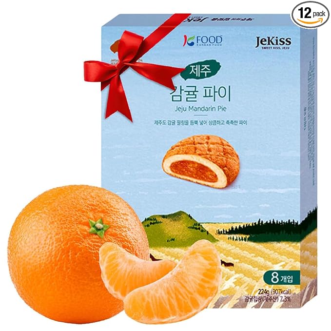 Korean Food JEKISS Jeju Island Tangerine Pie (7.90oz, 8ea) from Jeju Island, Korean Dessert, Korean Snack, gift from Korea, Individually packed