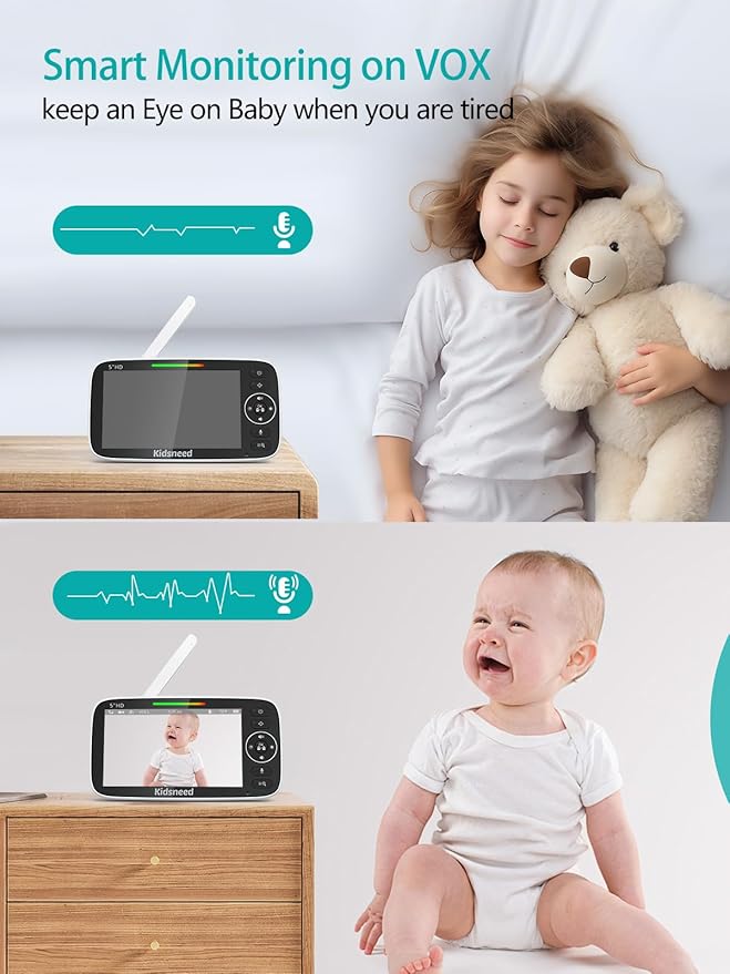 Kidsneed 5" Split Baby Monitor with 2 HD 720P Cameras
